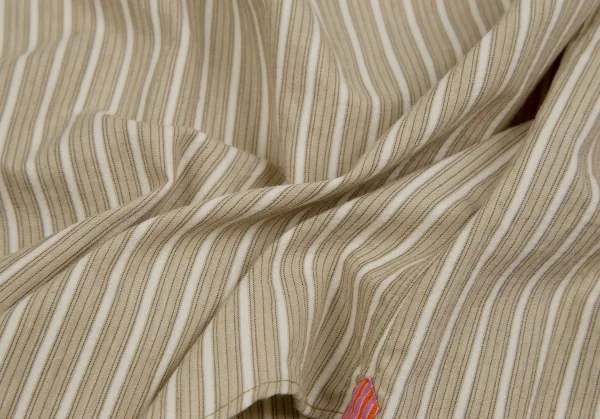 ポールスミスPaul Smith COLLECTION ストライプバンドカラーシャツ ベージュ白M K-110316_011