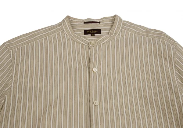 ポールスミスPaul Smith COLLECTION ストライプバンドカラーシャツ ベージュ白M K-110316_002