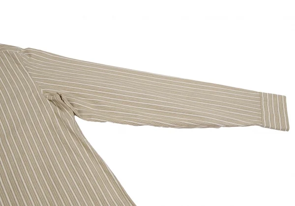 ポールスミスPaul Smith COLLECTION ストライプバンドカラーシャツ ベージュ白M K-110316_004