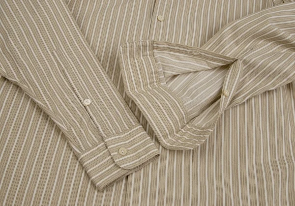 ポールスミスPaul Smith COLLECTION ストライプバンドカラーシャツ ベージュ白M K-110316_005