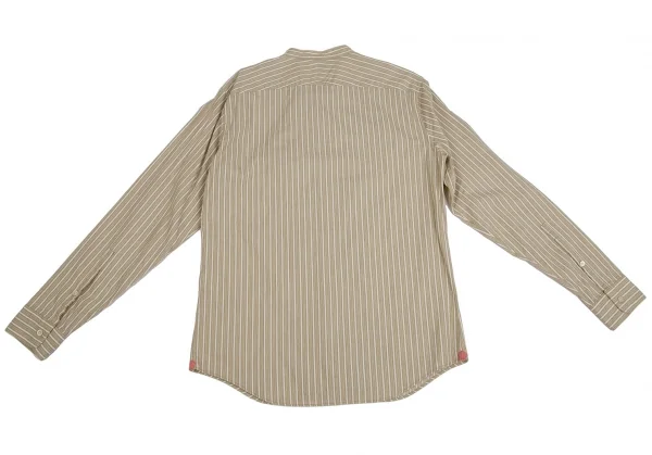 ポールスミスPaul Smith COLLECTION ストライプバンドカラーシャツ ベージュ白M K-110316_009