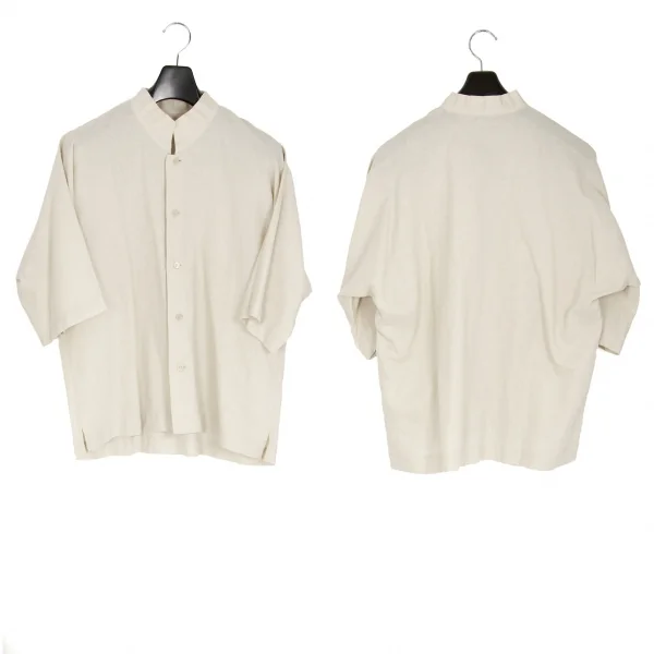 オムプリッセ イッセイ ミヤケHOMME PLISSE ISSEY MIYAKE リネンコットンスタンドカラードルマンシャツ ライトベージュ2 K-110319_001