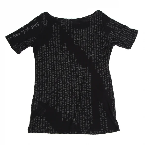 ヨウジヤマモト ファムYohji Yamamoto FEMME レタリングプリント肩開きTシャツ 黒2 K-110328_010