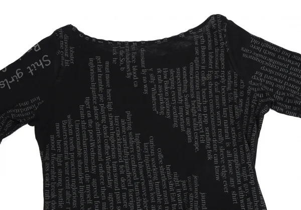 ヨウジヤマモト ファムYohji Yamamoto FEMME レタリングプリント肩開きTシャツ 黒2 K-110328_011