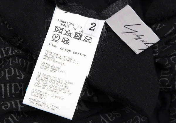 ヨウジヤマモト ファムYohji Yamamoto FEMME レタリングプリント肩開きTシャツ 黒2 K-110328_014