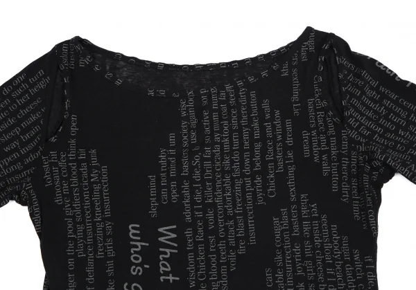 ヨウジヤマモト ファムYohji Yamamoto FEMME レタリングプリント肩開きTシャツ 黒2 K-110328_003