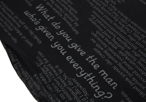 ヨウジヤマモト ファムYohji Yamamoto FEMME レタリングプリント肩開きTシャツ 黒2 K-110328_008