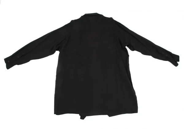 ヨウジヤマモト プールオムYohji Yamamoto POUR HOMME テンセルローンナロータイ付き切替ロングシャツ 黒3 K-110342_010