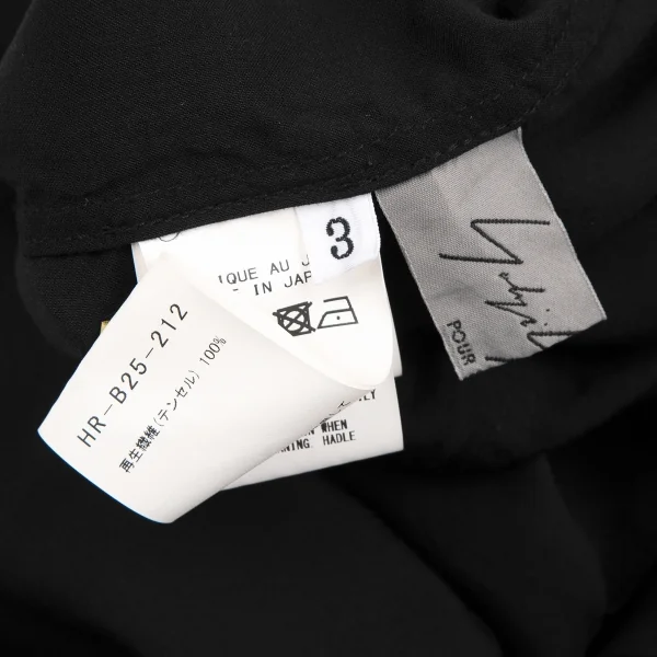 ヨウジヤマモト プールオムYohji Yamamoto POUR HOMME テンセルローンナロータイ付き切替ロングシャツ 黒3 K-110342_014