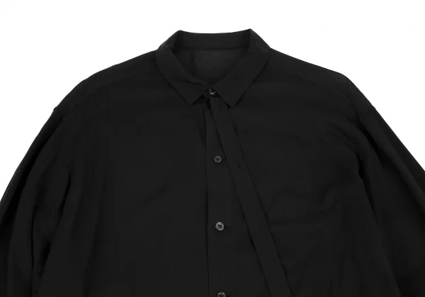 ヨウジヤマモト プールオムYohji Yamamoto POUR HOMME テンセルローンナロータイ付き切替ロングシャツ 黒3 K-110342_002