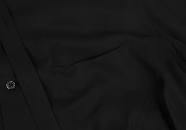 ヨウジヤマモト プールオムYohji Yamamoto POUR HOMME テンセルローンナロータイ付き切替ロングシャツ 黒3 K-110342_006