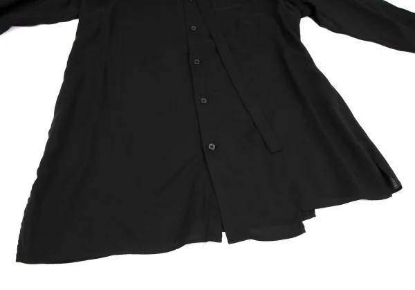 ヨウジヤマモト プールオムYohji Yamamoto POUR HOMME テンセルローンナロータイ付き切替ロングシャツ 黒3 K-110342_007