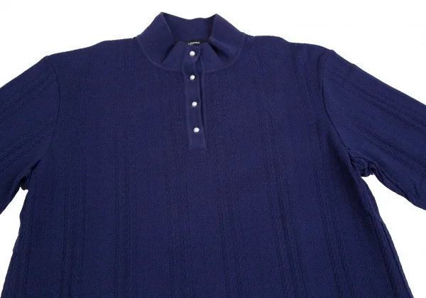 新品!ポールスチュアート スポーツPaul Stuart SPORT マルチストライプ織りハイネックカットソー 青L K-110349_003