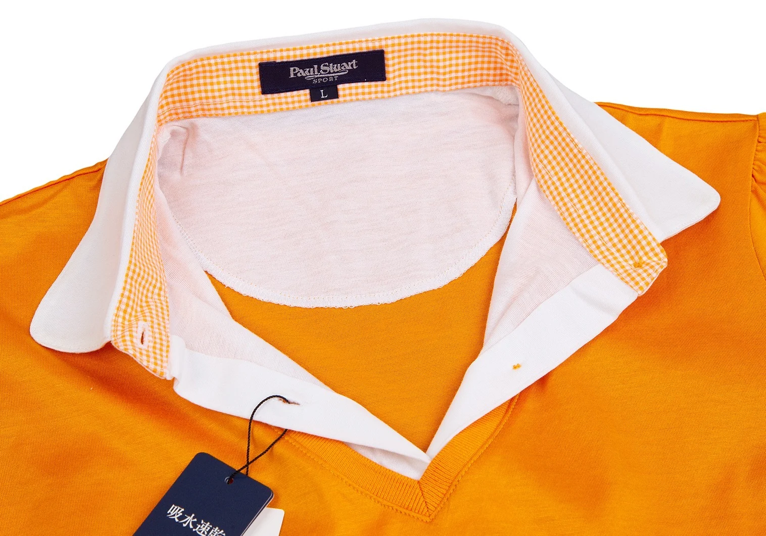 新品！ポールスチュアート スポーツPaul Stuart SPORT シャツ切替Vネック半袖トップス オレンジ白L 【レディース】 新品!ポールスチュアート スポーツPaul Stuart SPORT シャツ切替