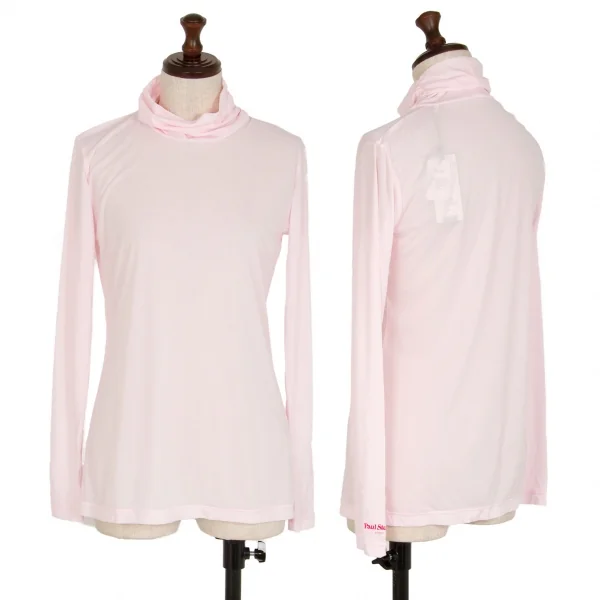 新品!ポールスチュアート スポーツPaul Stuart SPORT ロゴプリントストレッチギャザーハイネックカットソー ライトピンクL K-110357_001