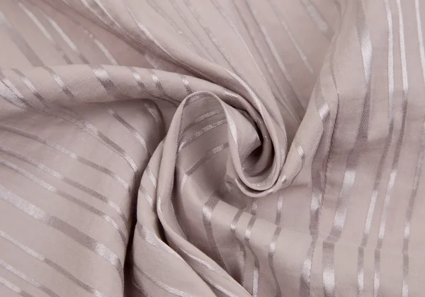 ナラカミーチェNARACAMICIE グリッターストライプストレッチ半袖ギャザーシャツ グレーピンクIII K-110361_012