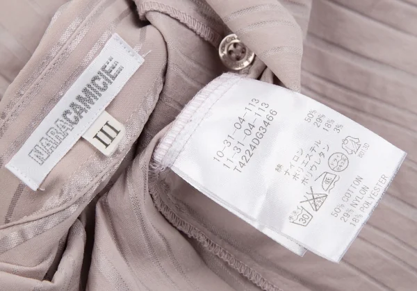 ナラカミーチェNARACAMICIE グリッターストライプストレッチ半袖ギャザーシャツ グレーピンクIII K-110361_013