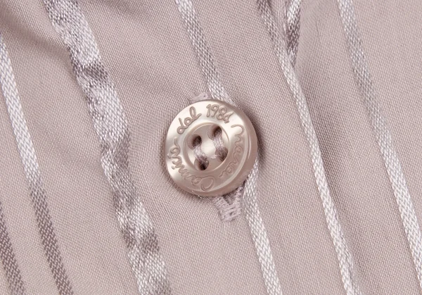 ナラカミーチェNARACAMICIE グリッターストライプストレッチ半袖ギャザーシャツ グレーピンクIII K-110361_006