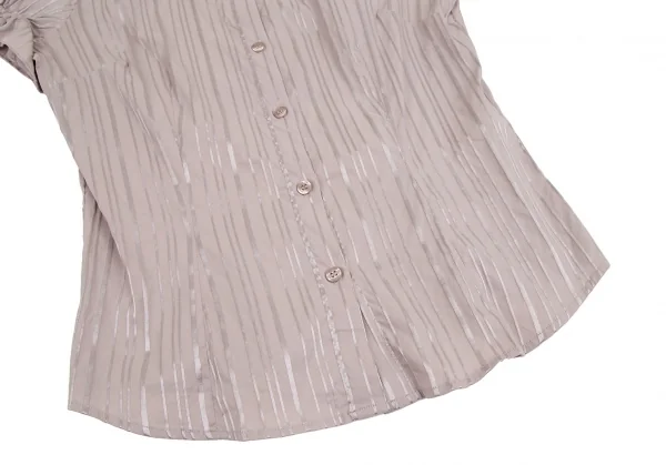 ナラカミーチェNARACAMICIE グリッターストライプストレッチ半袖ギャザーシャツ グレーピンクIII K-110361_008