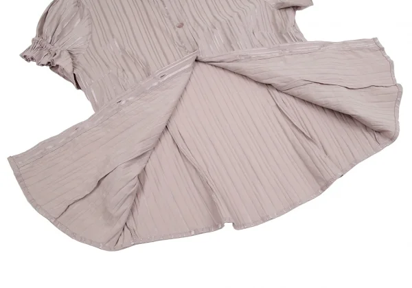 ナラカミーチェNARACAMICIE グリッターストライプストレッチ半袖ギャザーシャツ グレーピンクIII K-110361_009