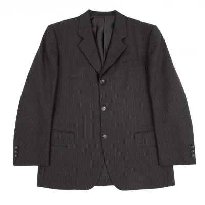 コムデギャルソン オムドゥCOMME des GARCONS HOMME DEUX シルク混ウールピンストライプジャケット チャコール