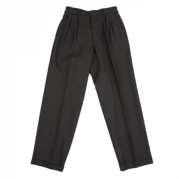 コムデギャルソン オムドゥCOMME des GARCONS HOMME DEUX シルク混ウールピンストライプパンツ チャコールS K-110372_001