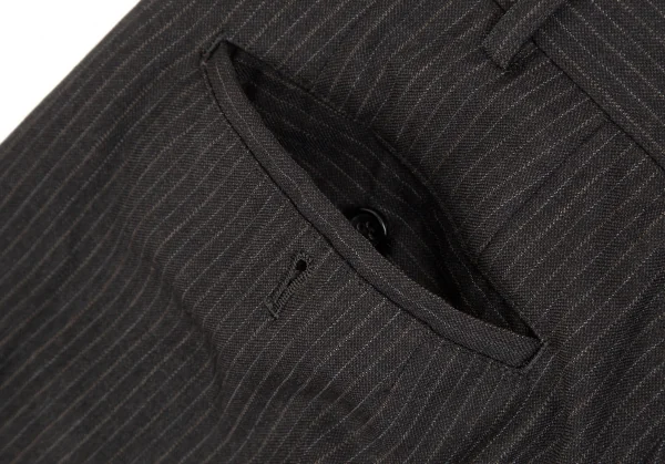 コムデギャルソン オムドゥCOMME des GARCONS HOMME DEUX シルク混ウールピンストライプパンツ チャコールS K-110372_014