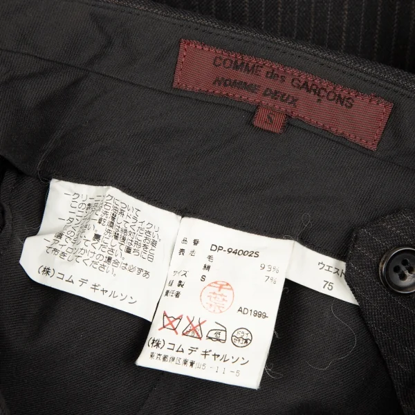 コムデギャルソン オムドゥCOMME des GARCONS HOMME DEUX シルク混ウールピンストライプパンツ チャコールS K-110372_018