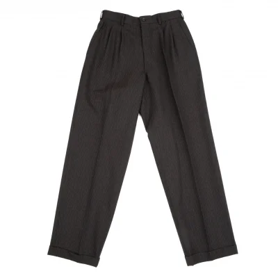 コムデギャルソン オムドゥCOMME des GARCONS HOMME DEUX シルク混ウールピンストライプパンツ チャコール