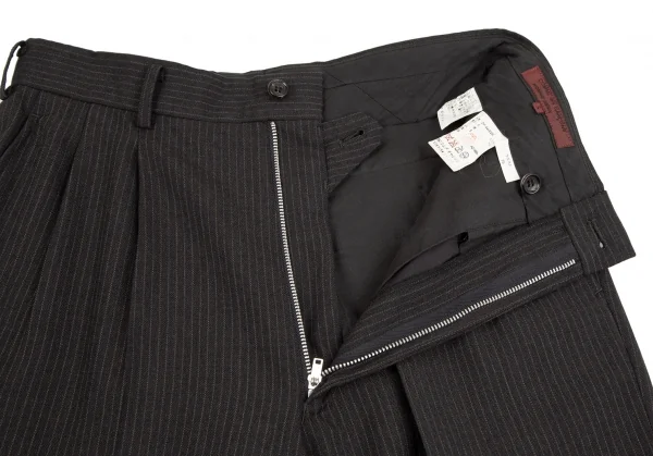 コムデギャルソン オムドゥCOMME des GARCONS HOMME DEUX シルク混ウールピンストライプパンツ チャコールS K-110372_004