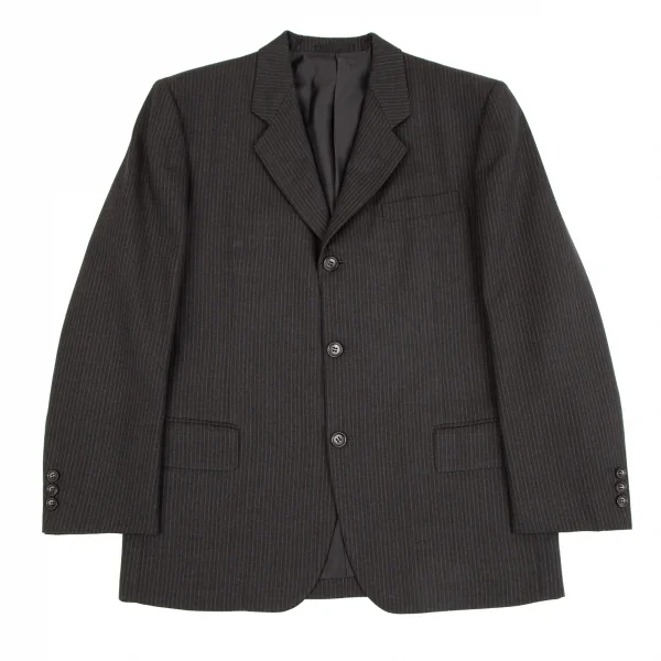 コムデギャルソン オムドゥCOMME des GARCONS HOMME DEUX シルク混ウールピンストライプセットアップスーツ チャコールS K-110373_002