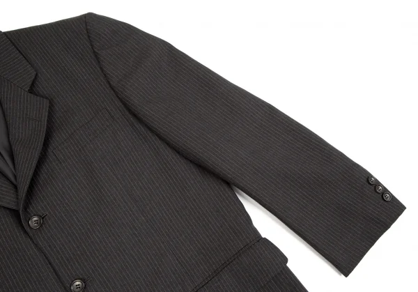 コムデギャルソン オムドゥCOMME des GARCONS HOMME DEUX シルク混ウールピンストライプセットアップスーツ チャコールS K-110373_004