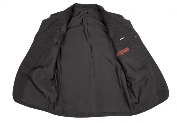 コムデギャルソン オムドゥCOMME des GARCONS HOMME DEUX シルク混ウールピンストライプセットアップスーツ チャコールS K-110373_007