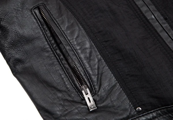 エンポリオアルマーニEMPORIO ARMANI レザー切替バイカージャケット 黒M K-110374_010