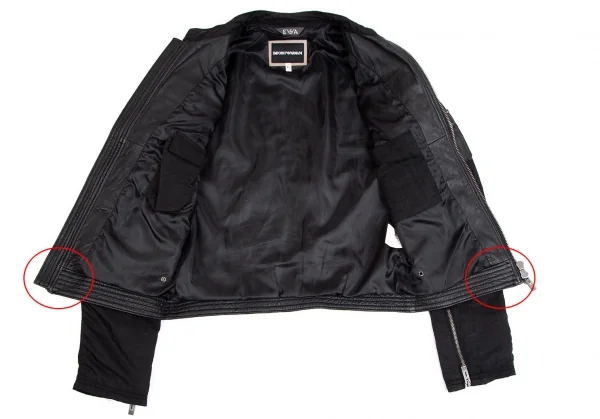 エンポリオアルマーニEMPORIO ARMANI レザー切替バイカージャケット 黒M K-110374_012