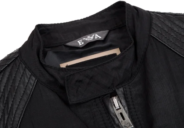 エンポリオアルマーニEMPORIO ARMANI レザー切替バイカージャケット 黒M K-110374_003