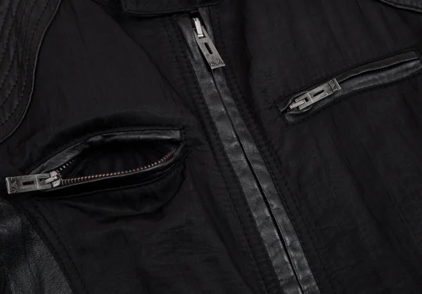 エンポリオアルマーニEMPORIO ARMANI レザー切替バイカージャケット 黒M K-110374_006