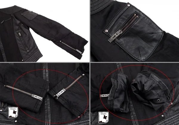 エンポリオアルマーニEMPORIO ARMANI レザー切替バイカージャケット 黒M K-110374_007