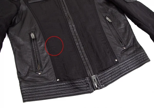 エンポリオアルマーニEMPORIO ARMANI レザー切替バイカージャケット 黒M K-110374_008