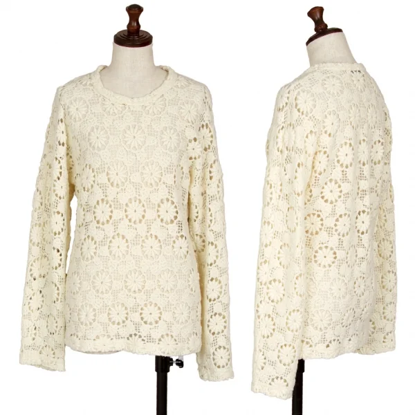 ローブドシャンブル コムデギャルソンrobe de chambre COMME des GARCONS ウールフラワーレースニットセーター オフS位 K-110380_001