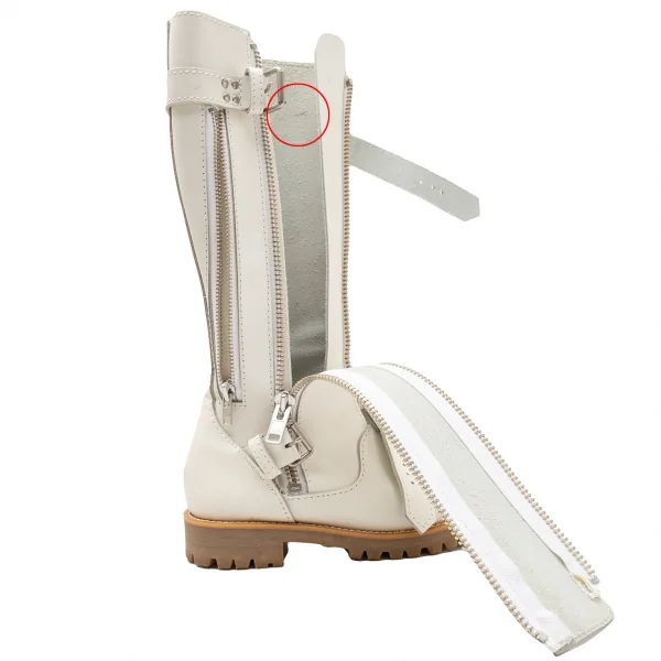 ジュンヤワタナベ コムデギャルソンJUNYA WATANABE COMME des GARCONS ジップデザインベルトロングブーツ 白S(23位) K-110389_014