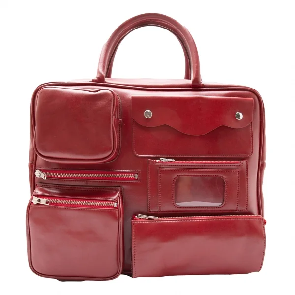 コムデギャルソンCOMME des GARCONS フェイクレザータクティカルポケットバッグ 赤 K-110390_001