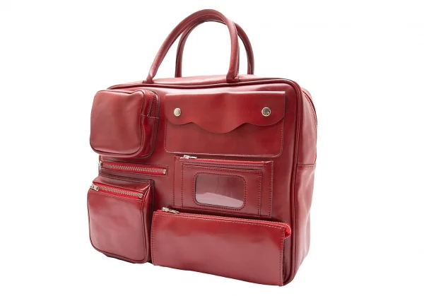 コムデギャルソンCOMME des GARCONS フェイクレザータクティカルポケットバッグ 赤 K-110390_002