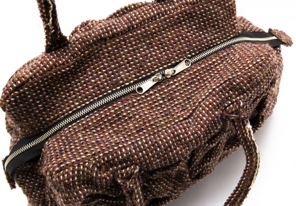 ジュンヤワタナベ コムデギャルソンJUNYA WATANABE COMME des GARCONS ウールツイードつまみデザインハンドバッグ 茶 K-110392_010