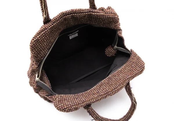 ジュンヤワタナベ コムデギャルソンJUNYA WATANABE COMME des GARCONS ウールツイードつまみデザインハンドバッグ 茶 K-110392_011