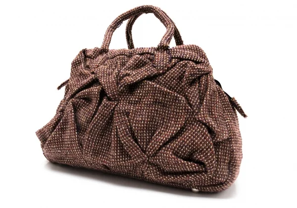 ジュンヤワタナベ コムデギャルソンJUNYA WATANABE COMME des GARCONS ウールツイードつまみデザインハンドバッグ 茶 K-110392_002