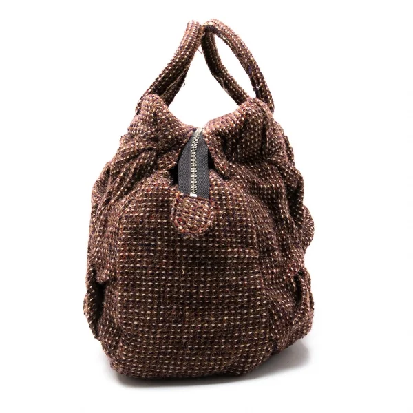 ジュンヤワタナベ コムデギャルソンJUNYA WATANABE COMME des GARCONS ウールツイードつまみデザインハンドバッグ 茶 K-110392_003