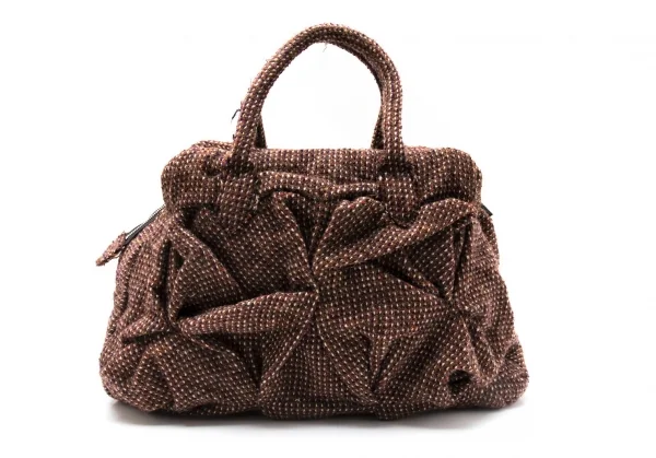 ジュンヤワタナベ コムデギャルソンJUNYA WATANABE COMME des GARCONS ウールツイードつまみデザインハンドバッグ 茶 K-110392_004