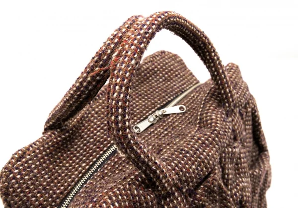 ジュンヤワタナベ コムデギャルソンJUNYA WATANABE COMME des GARCONS ウールツイードつまみデザインハンドバッグ 茶 K-110392_009