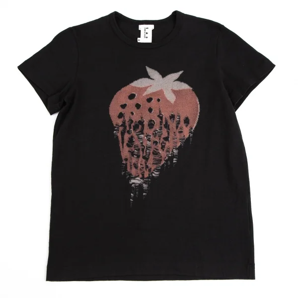 タオ コムデギャルソンtao COMME des GARCONS ストロベリーニットプリントTシャツ 黒S K-110394_001